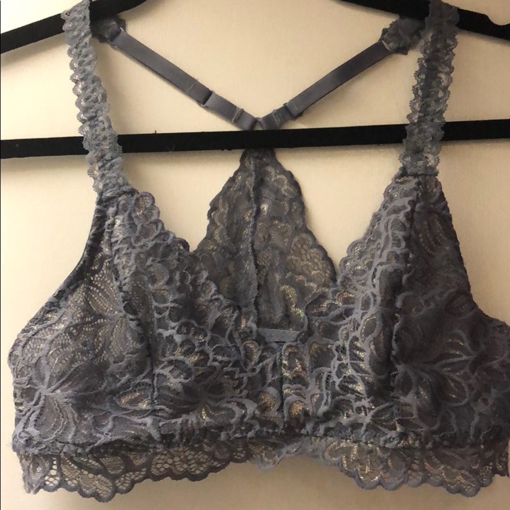 Gray lace racerback bralette